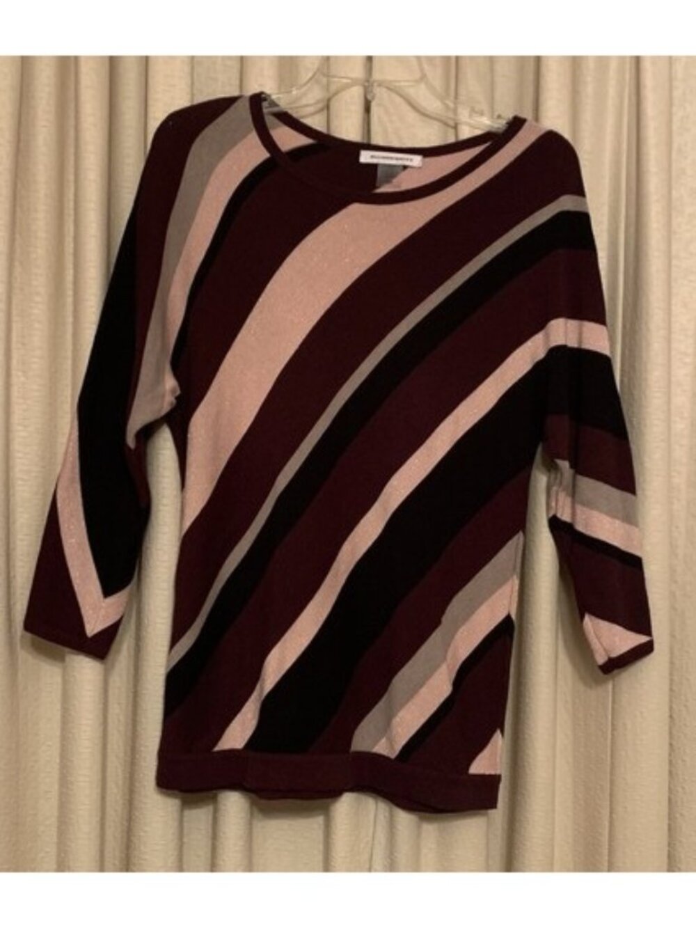 Allison Daley Women's Sweater Small Petite SP Sparkle Silver Stripes Holiday Y2K